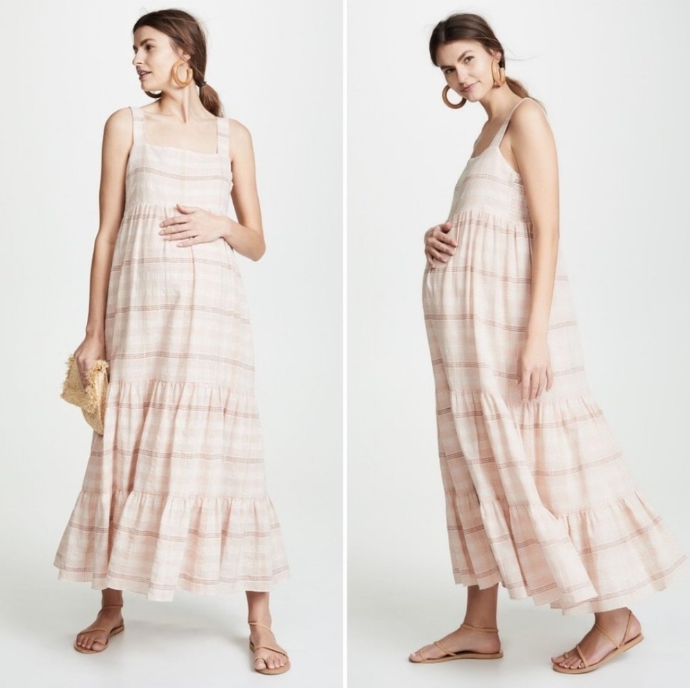 Hatch Maternity Jules Pink Linen Dress Sleeveless Baby Shower Party XS